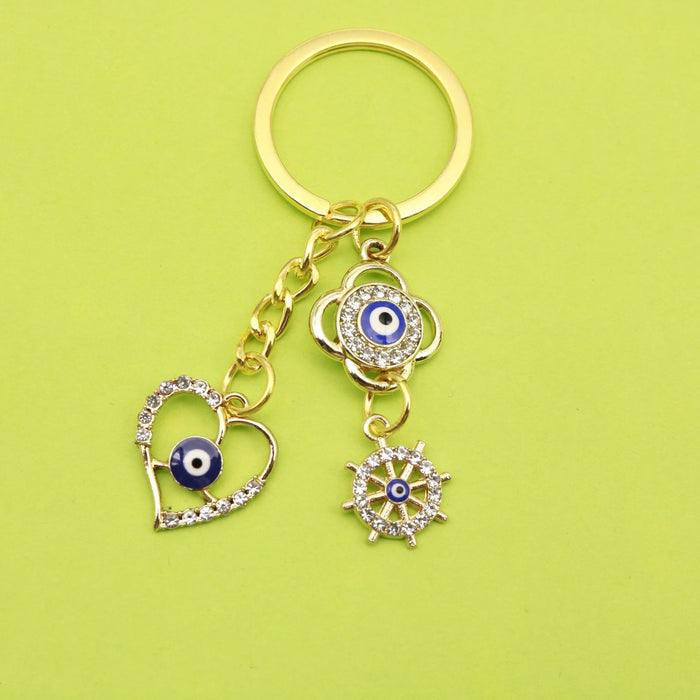 Metal Heart Palm Teardrop Evil Eye Keychain For Bag Charm