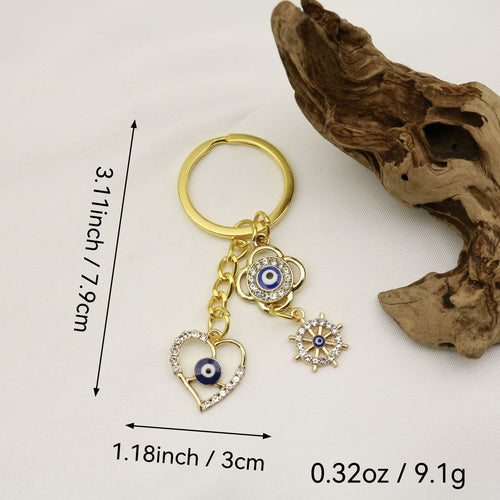 Metal Heart Palm Teardrop Evil Eye Keychain For Bag Charm