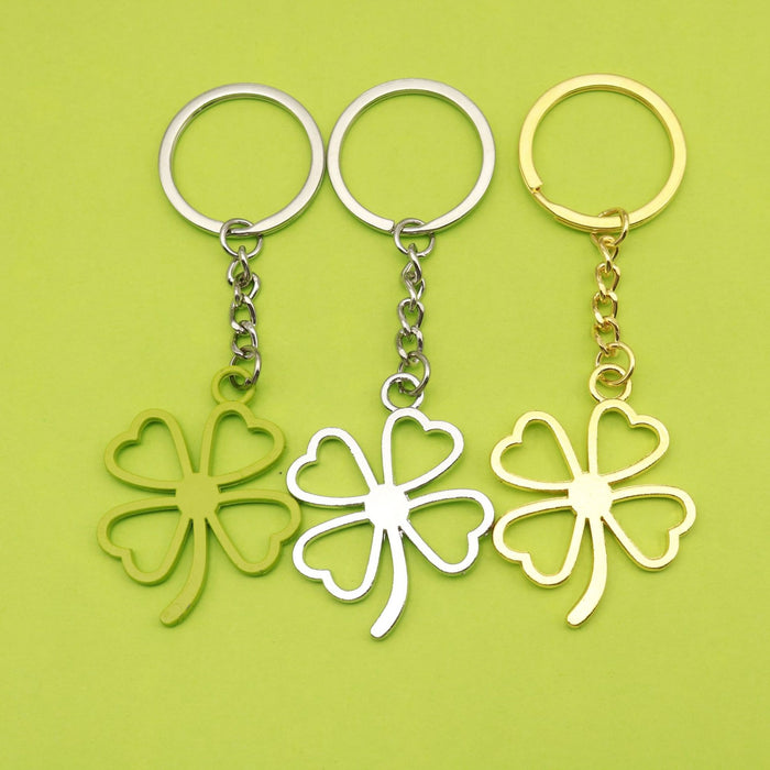 Metal Colorful Four Leaf Clover Keychain Lucky Bag Charm Gift