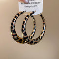 Vintage Leopard Print Iron Hoop Earrings With Silver Pins, Geometric Round Statement Style view 2