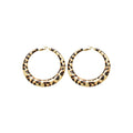 Vintage Leopard Print Iron Hoop Earrings With Silver Pins, Geometric Round Statement Style view 5