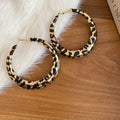 Vintage Leopard Print Iron Hoop Earrings With Silver Pins, Geometric Round Statement Style view 4