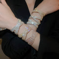 Copper Rhinestone Double Layer Cross Open Bangle Minimalist Luxury Women's Jewelry view 2