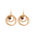 Vintage Iron Tiger Eye Stone Round Pendant Ear Hook Drop Earrings Light Luxury Geometric Jewelry view 5