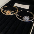 Light Luxury Copper Zircon Firework Flower Double Layer Open Cuff Bangle view 4