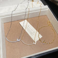 18K Gold Plated Copper Zircon Pearl Butterfly Necklace Bracelet Jewelry Set view 3