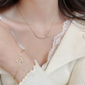 18K Gold Plated Copper Zircon Pearl Butterfly Necklace Bracelet Jewelry Set view 2