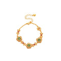 24K Gold Plated Copper Beaded Flower Bracelet French Vintage Light Luxury Jewelry For Women view 5