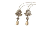 French Vintage Teardrop Faux Pearl Flower Rhinestone Stud Earrings For Women view 5