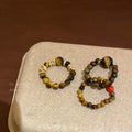 Vintage Tiger Eye Beaded Elastic Ring For Women view 4