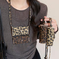 Faux Leather Leopard Print Bag Pendant Sweater Necklace For Women Light Luxury Geometric Charm view 3