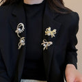 14K Gold Plated Copper Zircon Pearl Butterfly Brooch, Vintage Light Luxury Suit Accessory view 4