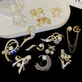 14K Gold Plated Copper Zircon Pearl Butterfly Brooch, Vintage Light Luxury Suit Accessory view 1