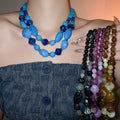 Light Luxury Acrylic Double Layer Irregular Geometric Beaded Sweater Necklace view 1