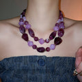 Light Luxury Acrylic Double Layer Irregular Geometric Beaded Sweater Necklace view 3