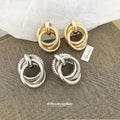 Minimalist Irregular Round Multi Layer Iron Metal Stud Earrings With Silver Pins For Women view 4