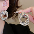 Minimalist Irregular Round Multi Layer Iron Metal Stud Earrings With Silver Pins For Women view 3