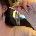 Light Luxury Geometric Line Metal Tassel Drop Earrings With Silver Pins For Women view 3