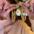 Light Luxury Geometric Line Metal Tassel Drop Earrings With Silver Pins For Women view 2