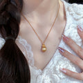 New Chinese Style Light Luxury Copper Zircon Round Lucky Bag Pendant Necklace For Women view 2