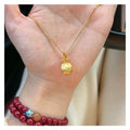 New Chinese Style Light Luxury Copper Zircon Round Lucky Bag Pendant Necklace For Women view 3