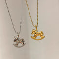 Light Luxury Copper Horse Pendant Sweater Necklace Vintage Chinese Style Daily Collarbone Chain view 1
