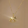 Light Luxury Copper Horse Pendant Sweater Necklace Vintage Chinese Style Daily Collarbone Chain view 3