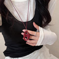 Light Luxury Resin Geometric Oval Pendant Sweater Necklace With Unique Designer Style view 3