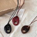 Light Luxury Resin Geometric Oval Pendant Sweater Necklace With Unique Designer Style view 2