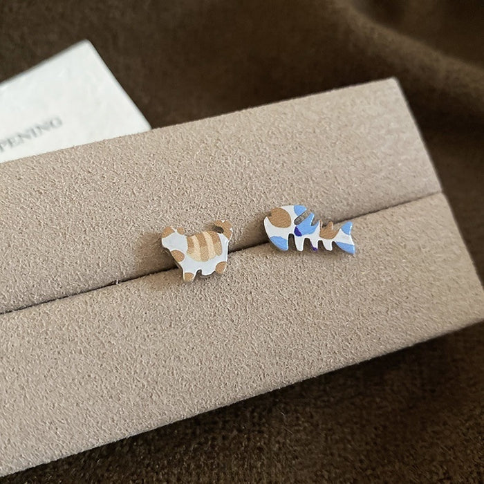 Stainless Steel Cute Crab Stud Earrings Cartoon Animal Light Luxury Niche Design Jewelry