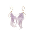 Light Luxury Feather Tassel Drop Earrings With Rhinestone Geometric Stud Design view 5