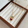18K Gold Plated Copper Mother Of Pearl Heart Pendant Necklace For Women, Minimalist Old Money Style view 2