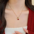 18K Gold Plated Copper Mother Of Pearl Heart Pendant Necklace For Women, Minimalist Old Money Style view 3