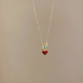 18K Gold Plated Copper Mother Of Pearl Heart Pendant Necklace For Women, Minimalist Old Money Style view 4