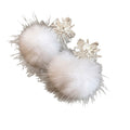 Plush Pom Ball Zircon Firework Drop Earrings With Silver Pins Vintage Geometric Round OL Jewelry view 5