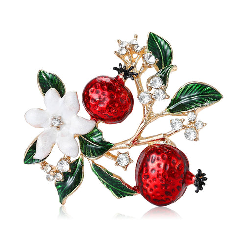 Alloy Enamel Pomegranate Brooch Pin For Cardigan And Coat Decoration