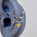 Artificial Crystal Star Double Layer Stud Earrings Sweet Cool Light Luxury Fashion Ear Jewelry view 1