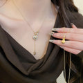 Light Luxury Copper Zircon Lucky Bag Heart Necklace, Vintage Chinese Style Geometric Clavicle Chain view 1