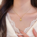 Light Luxury Copper Zircon Lucky Bag Heart Necklace, Vintage Chinese Style Geometric Clavicle Chain view 3