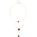 Autumn Winter Retro Light Luxury Tiger Eye Stone Pendant Necklace Copper Geometric Circular Collarbone Chain view 5