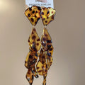 Acrylic Leopard Print Petal Tassel Drop Earrings With Silver Pins Maillard Vintage Floral Statement view 4