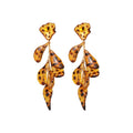 Acrylic Leopard Print Petal Tassel Drop Earrings With Silver Pins Maillard Vintage Floral Statement view 5