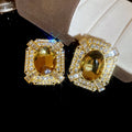 Alloy Square Rhinestone French Vintage Court Style Stud Earrings Light Luxury Jewelry view 2