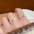 Korean Style Copper Open Ring With Enamel Square Zircon Geometric Light Luxury Design view 1