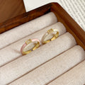 Korean Style Copper Open Ring With Enamel Square Zircon Geometric Light Luxury Design view 2