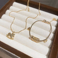 18K Gold Plated Copper Coin Horse Necklace Bracelet Jewelry Set, Light Luxury Chinese Style view 1