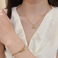18K Gold Plated Copper Coin Horse Necklace Bracelet Jewelry Set, Light Luxury Chinese Style view 2