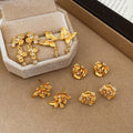 24K Gold Plated Copper Zircon Flower Drop Earrings Vintage Chinese Style Silver Needle Jewelry view 3