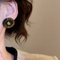 Maillard Style Resin Round Pony Stud Earrings With Silver Needle Minimal Daily Jewelry view 4