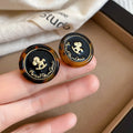 Maillard Style Resin Round Pony Stud Earrings With Silver Needle Minimal Daily Jewelry view 1